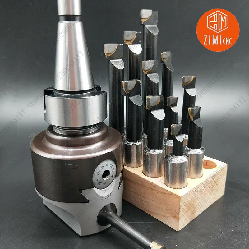 Inch 12pcs 3/4-12 boring bar + F1-3/4mm boring head + NT30-F1 alloy steel shank CNC tool set lathe tool set