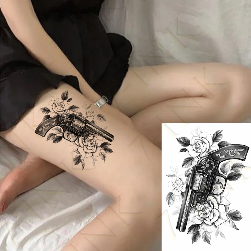 Waterproof Temporary Tattoo Sticker Ancient Style Red Dress Horn Sexy Girl Art Tatto Flash Tatoo Fake Tattoos for Lady Men Women