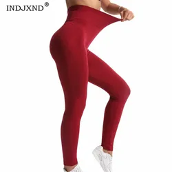 INDJXND New Seamless Yoga Pant High Elastic Sports Fitness Legging Women Gym Running Training Girl Tight Ankle-Length Bottom