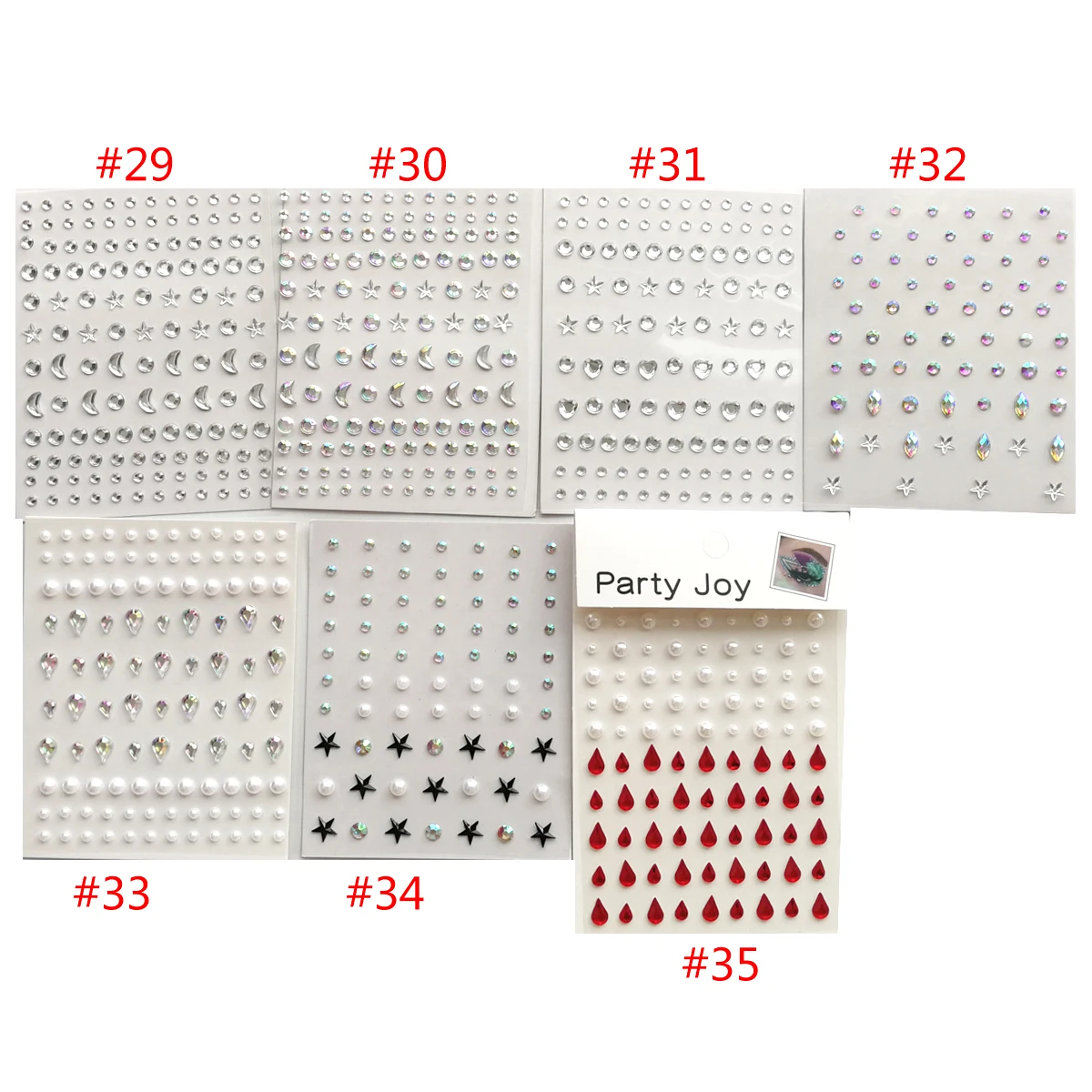 3D Eyes Face Makeup Temporary Tattoo Self Adhesive Beauty White Pearl Jewels Stickers Festival Body Art Decoration Nail Diamond