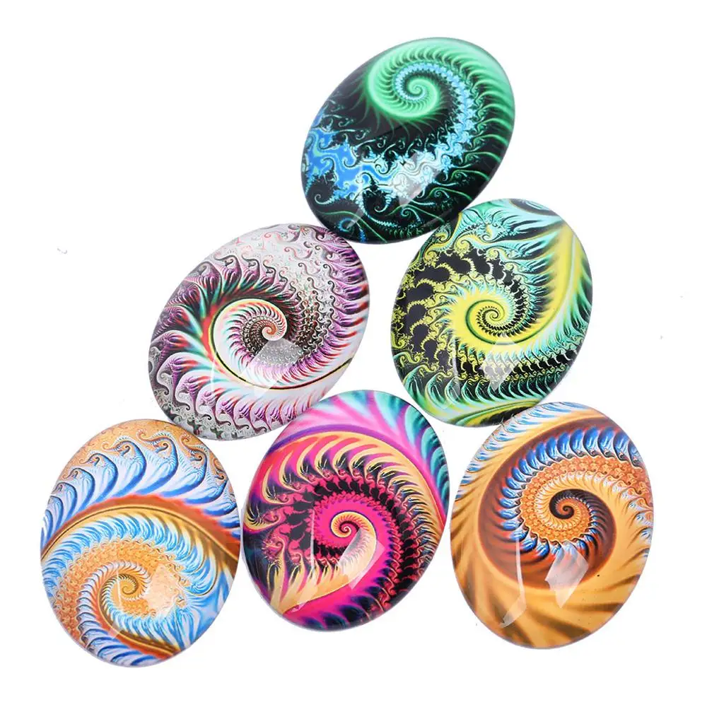 Mixed Swirl Fractals Photo Oval Glass Cabochon 30x40mm 18x25mm 13x18mm Diy Flatback Jewelry Findings For Pendant Scrapbooking