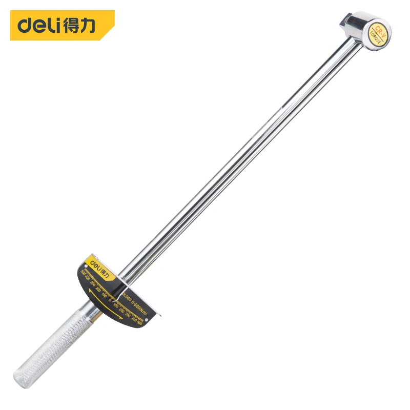 deli Pointer Socket Torque Wrench Non-slip 500N.M Dial Torque Spanner Auto Repair Tension Wrenches Spanner Power Drill Adaptor