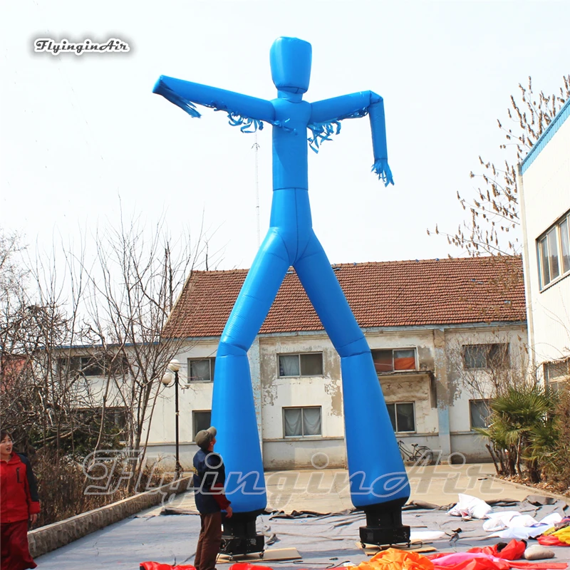 Personalized Advertising Inflatable Bouncer Balloon 6m Blue Air Sky Dancer Blow Up Dancing Man For Outdoor Event Show