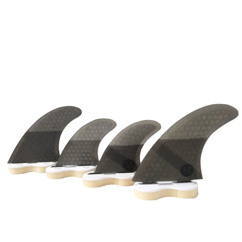 Surf Double Tabs Fins, UK2.1, Honeycomb Fibre, Surfboard Fin, 4 Pieces Per Set, Quilhas Pranchas, Black Colors Available