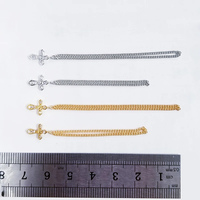 1/6 Scale Men Women Fashion Hip-Hop Diamond Cross Necklace Pendents Model for 12''Body DIY