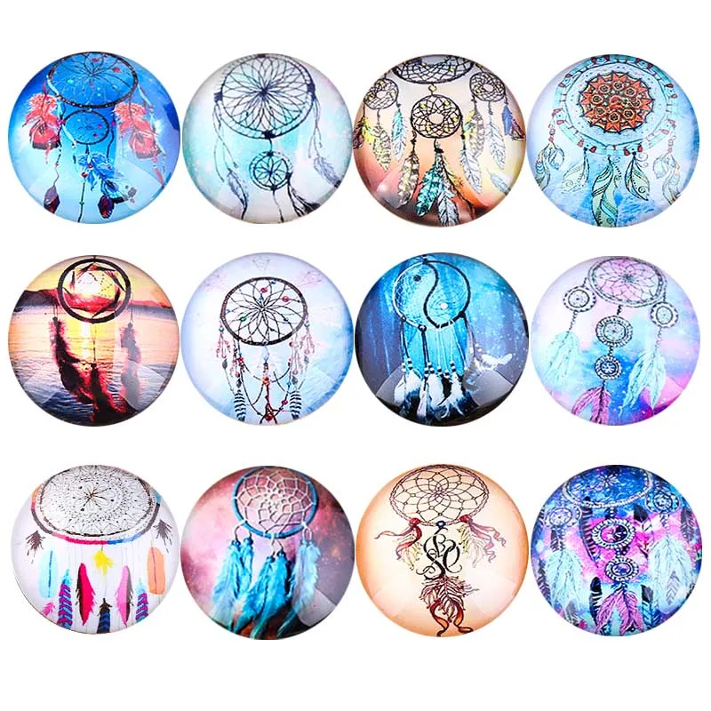 Mixed Dream Catcher Photo Round Glass Cabochon Dome Flatback 8mm 10mm 12mm 14mm 16mm 18mm 20mm 25mm 30mm Diy Handmade Jewelry