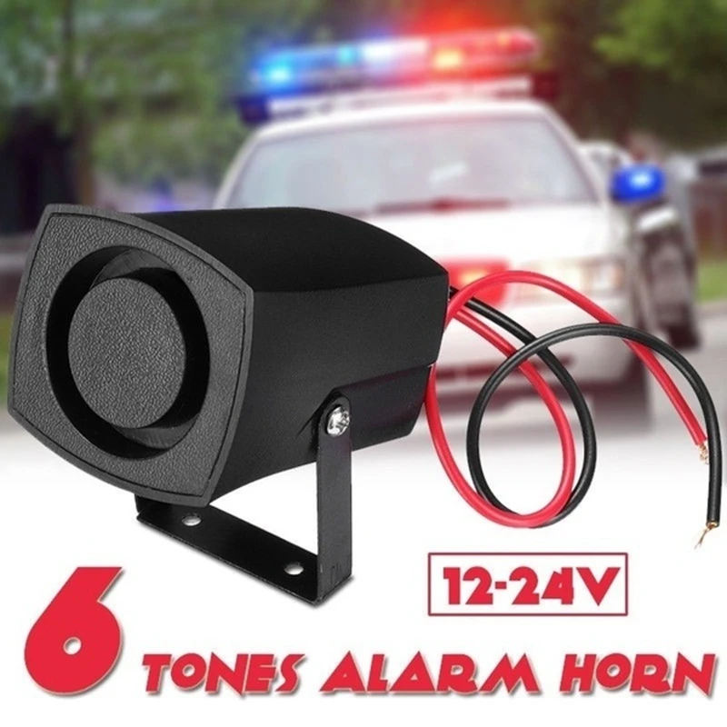 12-24V 6Tones Car Police Fire Alarm Horn Ring Alarm System Siren Speaker Warning Loud Sound Alarm Speaker