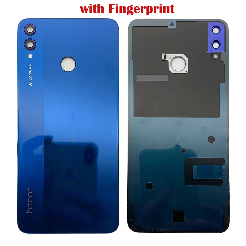 For Honor 8X Battery Cover Rear Glass Door Housing Case Back Panel with Lens For HUAWEI Honor 8X Battery Cover with Fingerprint