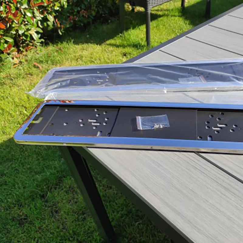 Marco de placa de matrícula de acero inoxidable, accesorios exteriores de decoración automotriz, estándar europeo, Rusia, Ucrania, 8K, 1 Juego