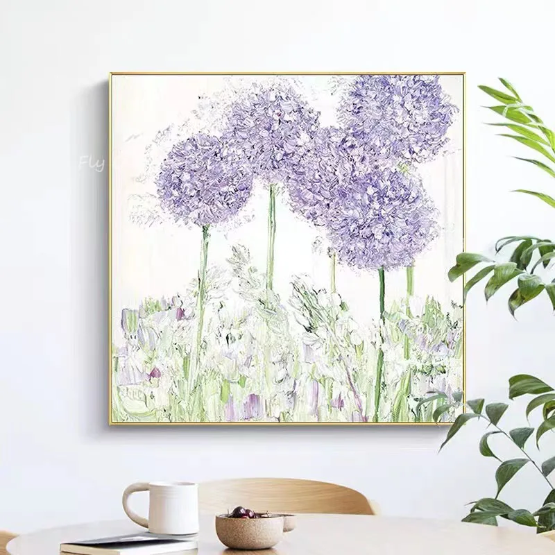 100% hand painted purple flower simple pure Oil Painting On Canvas Wall Art Picture For Home Office Decoration Gift