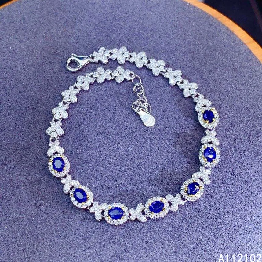 

KJJEAXCMY fine jewelry 925 sterling silver inlaid natural sapphire bracelet fashion girl new hand bracelet support test