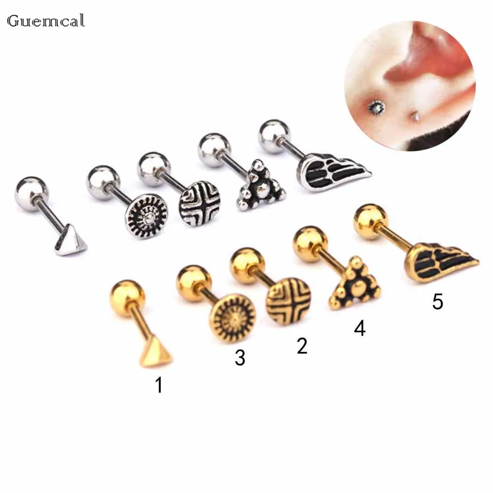 

Guemcal 2pcs Hot-selling Creative Stainless Steel Geometric Ear Bone Nail Piercing Jewelry