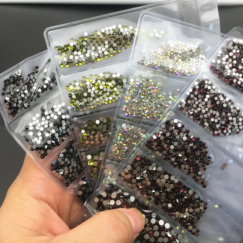 Mixed Sizes Non Hotfix Rhinestones 5 Colors Nail Crystal SS3-SS12 Glass Nail Art Rhinestones Sticker For High Heels Decorations