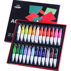 Acrylic Paints 12/24 Colors Professional Brush Set 20ml Tubes Drawing Painting Pigment Hand-painted Wall Paint for Artist DIY