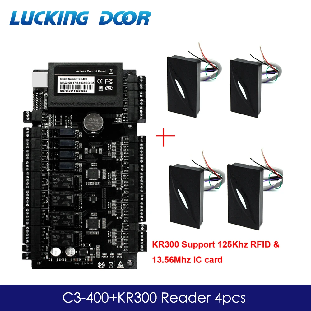 IP-based Door Access Control Panel with 4pcs KR300 Reader TCP/IP RS485 Communication Advanced Access Control Wiegand 26