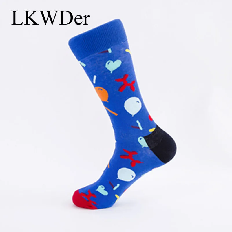 LKWDer 5 Pairs Casual Men's Plus Large Size 44,45,46 Colorful Happy Socks Flower Creative Series Socks Meias Calcetines Hombre