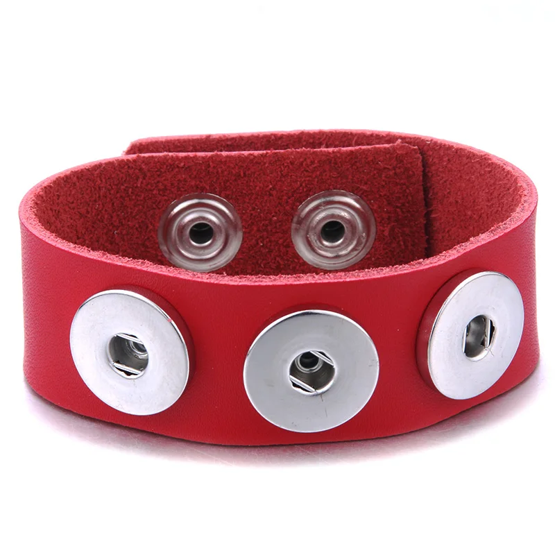 New Snap Jewelry Handmade Braided Leather 3 Button Snap Bracelet Bangles fit 18mm Snap Button DIY Ginger Charm Bracelet