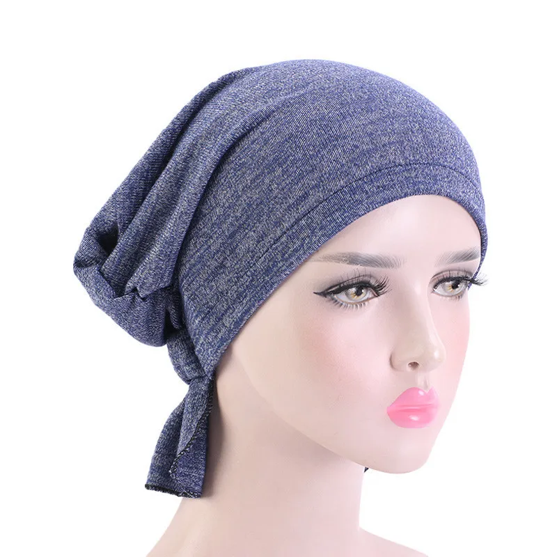 New Muslim Women Cotton Breathable Bandana Headscarf Pre Tied Turban Hats Headwear Headwrap Cap for Cancer Patients