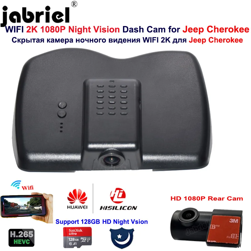 Auto Wifi 2K 1080P Dash Cam Car Camera Car Dvr For Jeep Cherokee Xj Kl Grand Cherokee Wk2 2014 2015 2016 2017 2018 2020 2021