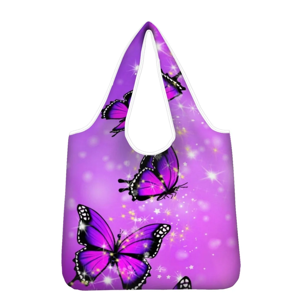 

Hycool Hot Sales Custom Butterfly Printing Eco-friendly Shopping Bags Girls Fashion Casual Pacakge Hand Bag Large Capacity