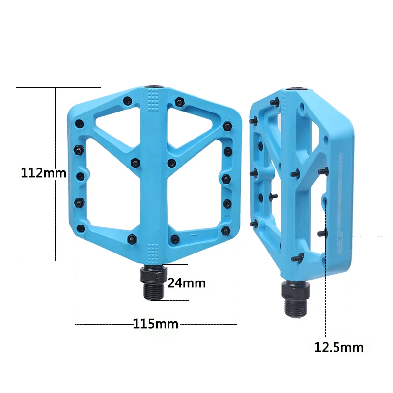 RACEWORK Bicycle Pedals MTB Nylom Pedal Ultralight Seal Bearings Flat Mountain Road Bike BMX Platform Pedal Parts