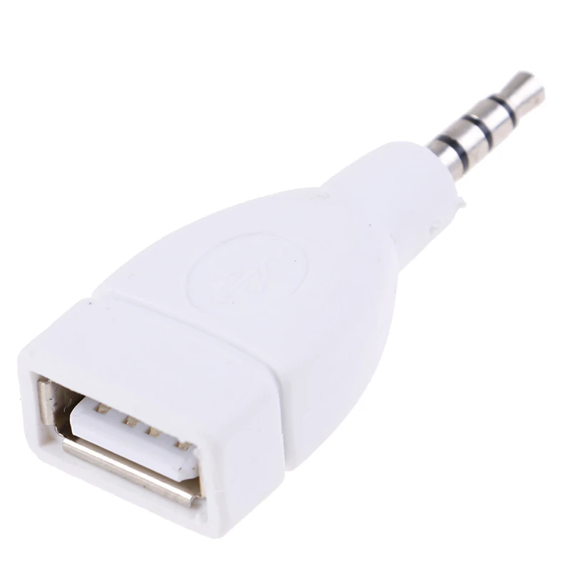 1 Pcs Converter Adapter USB 2.0 Female To 3.5mm Male AUX Audio Car Plug Jack White USB Audio Adapter