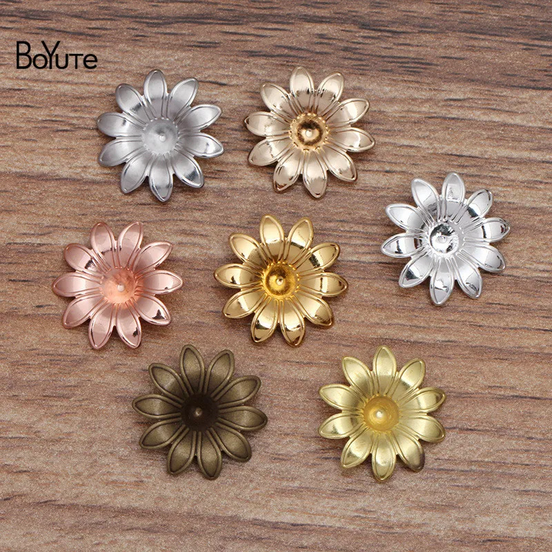 BoYuTe (100 buah/lot) 18MM liontin bunga Eropa grosir bahan kuningan Aksesori Perhiasan DIY grosir