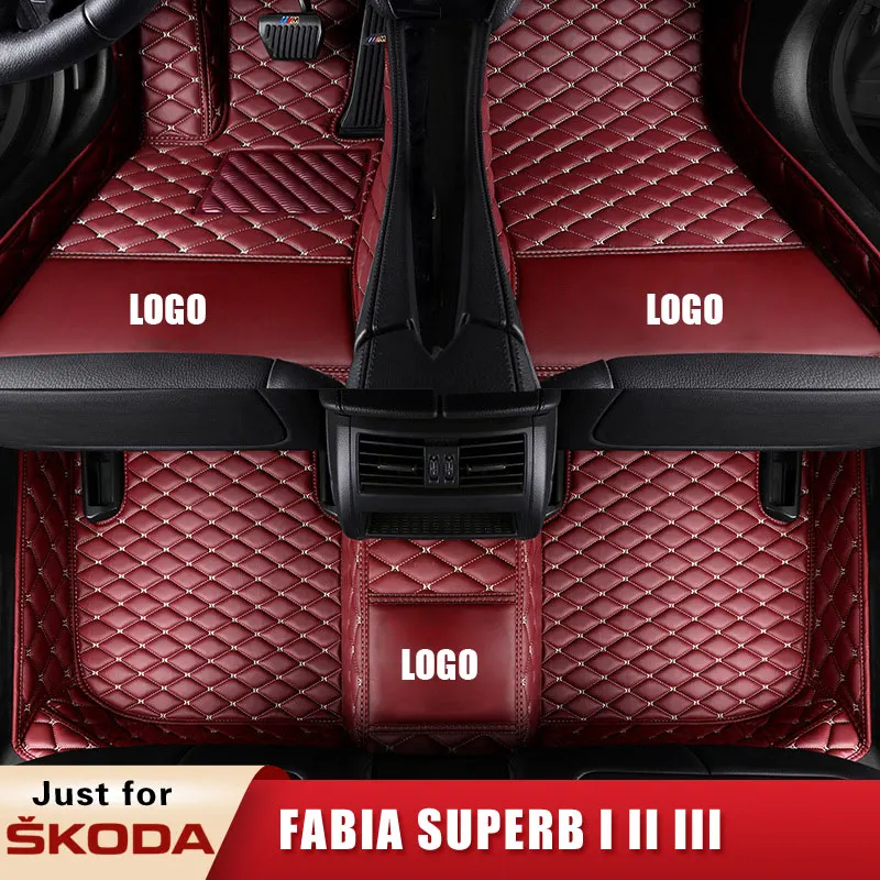 

Car leather Floor Mats for Skoda Fabia SUPERB I II III 1 2 3 Combi Kombi Praktik Saloon SEDAN Break Ranchera Familiar hatchback