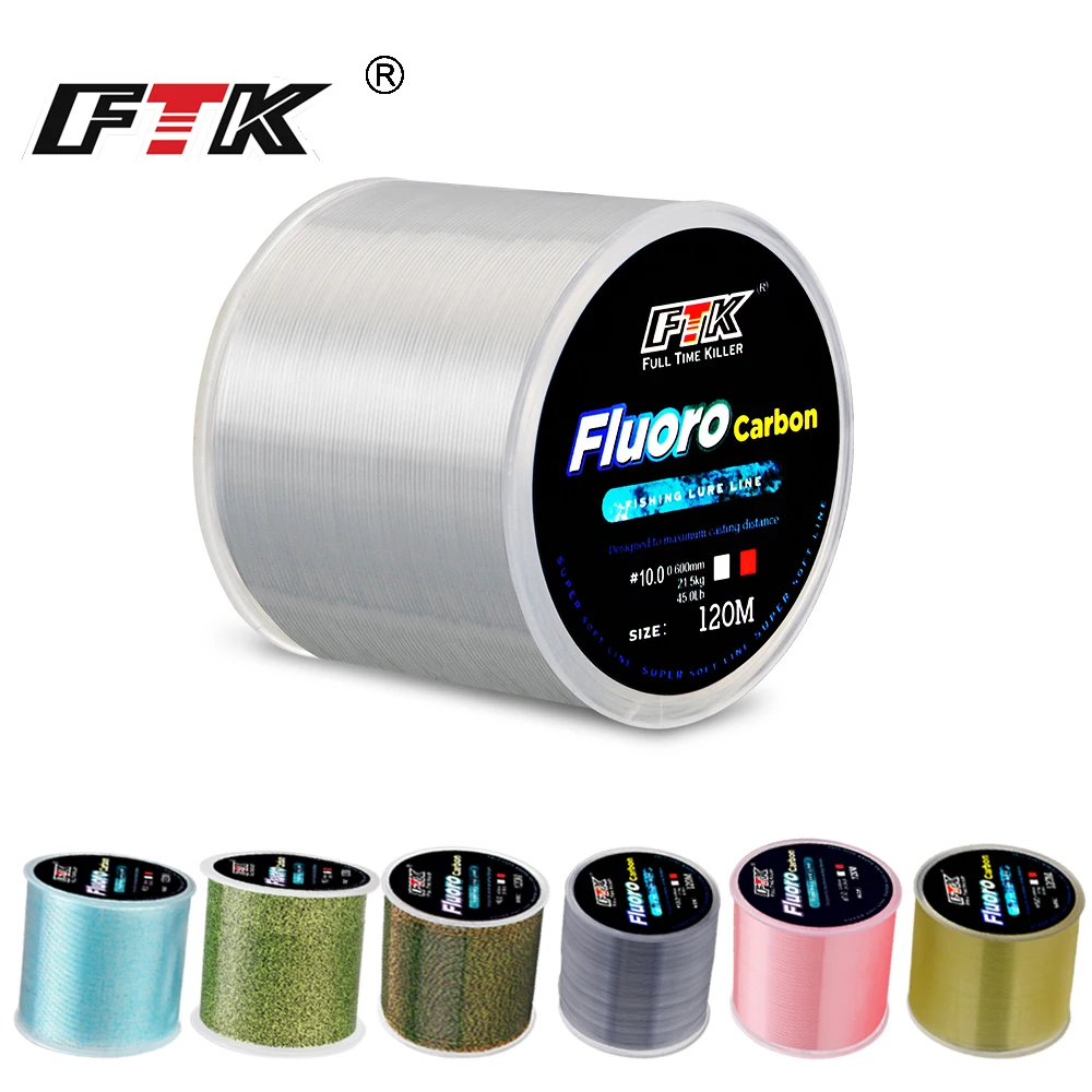 

FTK 120M Fluorocarbon Coating Fishing Line 7.15LB-45LB Carbon Fiber Line Fishing Lure Wire Sinking Line Japan