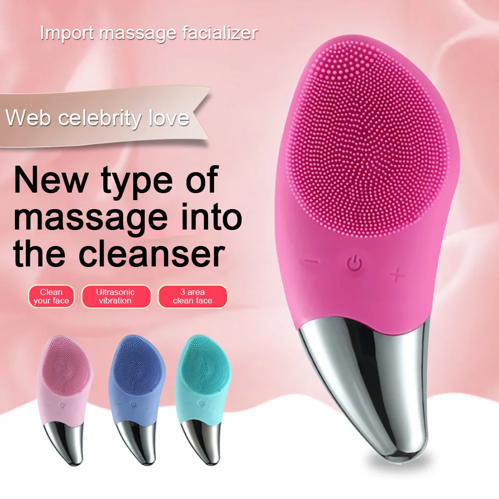 Mini Electric Facial Cleansing Brush Ultrasonic Silicone Face Cleaner Deep Pore Cleaning Skin Massager Face Cleaner Brush Device