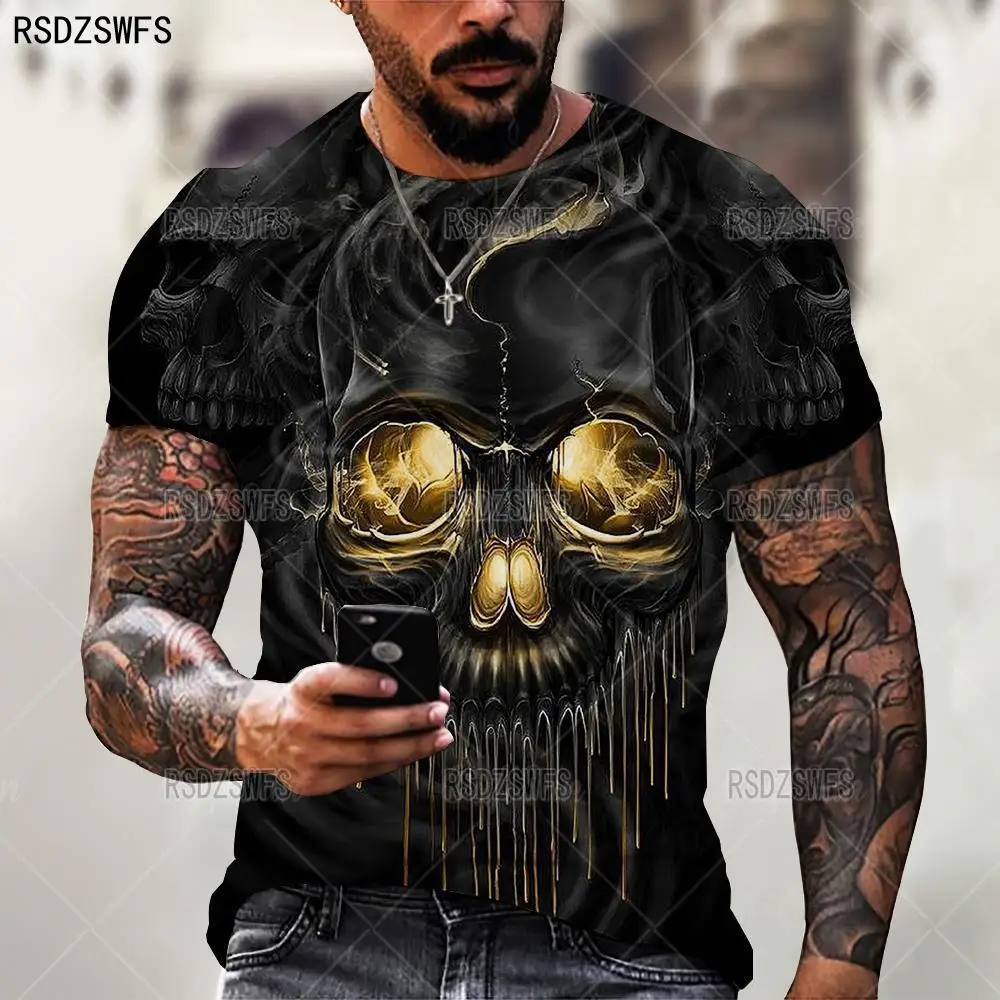 2021New Summer 3D T-Shirt Men Clothing Breathable Skull&Death Short Sleeve Fashion O-Neck Street Wear Cool Customizable 110-6 XL