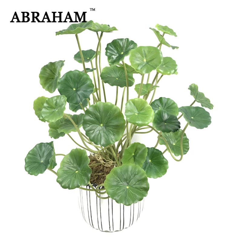 37cm 18 Heads Artificial Lotus Plants Green Leaves Plastic Tree Fake Bonsai Plants Real Touch Copper Leafs For Home Office Decor