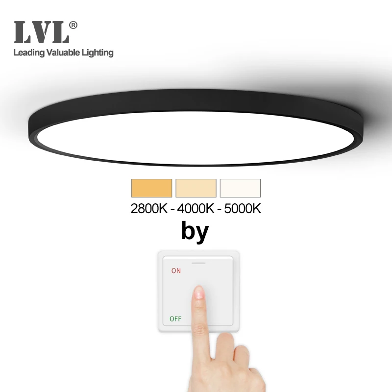 LED Ultra Thin Panel Light Black White Shell 18W 24W 32W Adjustable Lighting Color For Kitchen Bedroom Bathroom Panel Lamp