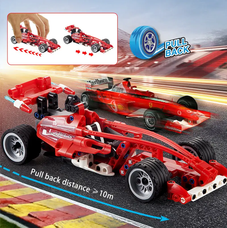 295Pcs Cada 2 in 1 City Supercar Motorcycle Speed Racing Pull Back Car Building Blocks Competition Series Toys for Kids Gifts