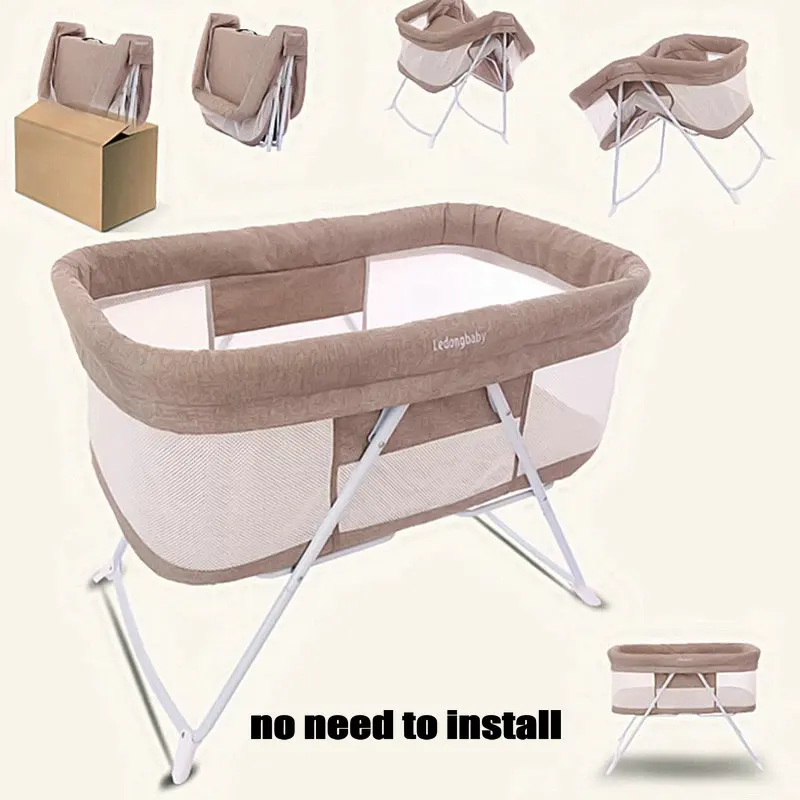 Portable Baby Bed with Mosquito Net Can Convert to Infant Rocking Cradle, Simple Travel Bed, 4.2KG Light Newborn Crib