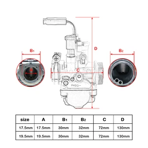 PHBG Motorradskala Sculmotos, 50cc-80ccm Motor Carb, 4 Striche 17,5 mm bei 19,5 mm Der Roller-Roller-Rennen 12 Hauptverkaufskarburetor für 80ccm Bicimoto - №12