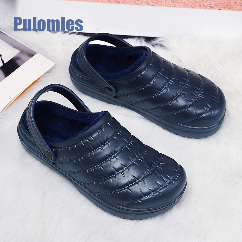 Winter Men Casual Garden Shoes Couple Cotton Warm Plush Home Slippers Clogs Quick Dry Flip Flops For Women Men Unisex Loafer