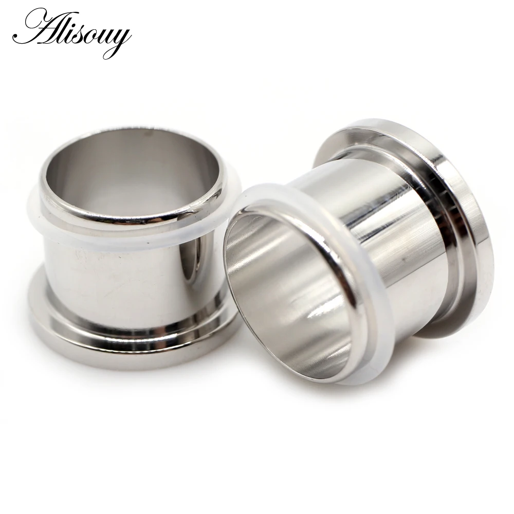 Alisouy 2pcs 10.5mm-25mm Large Size Stainless Steel Ear Plugs Tunnel Expander Flesh Flare Stretcher Gauges Piercing Body Jewelry