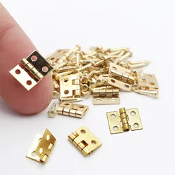 20/50/70/100Pcs 1x 0.8cm Mini Brass Hinges with Replacement Straight Nail Decorative Jewelry Wooden Box Furniture Accessories