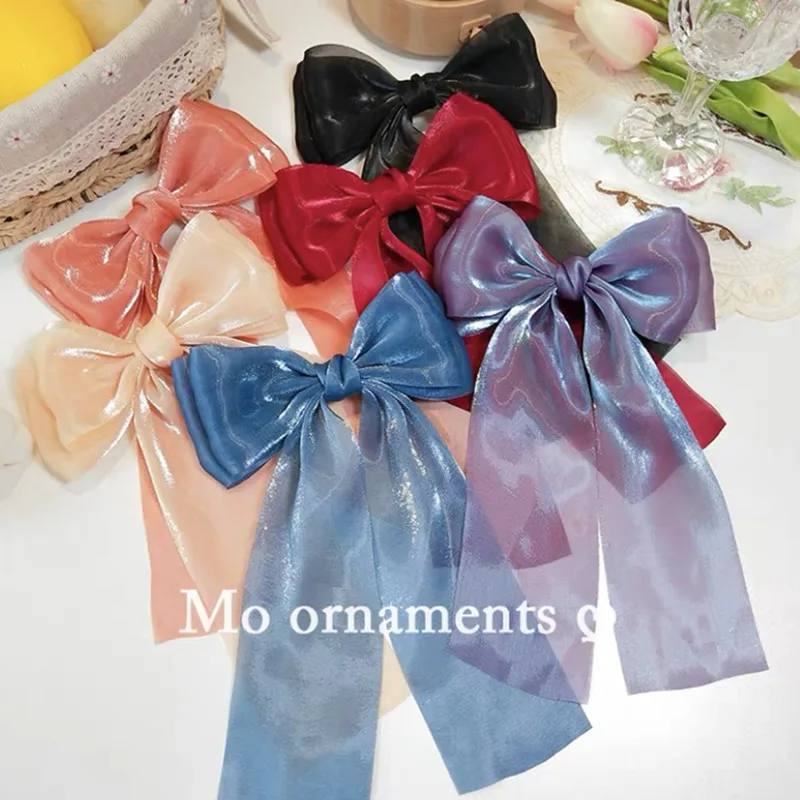 2021 New Fashion Barrette Bow fermaglio per capelli per donna filato di seta brillante stelle filanti corda per capelli Vintage tornante accessori