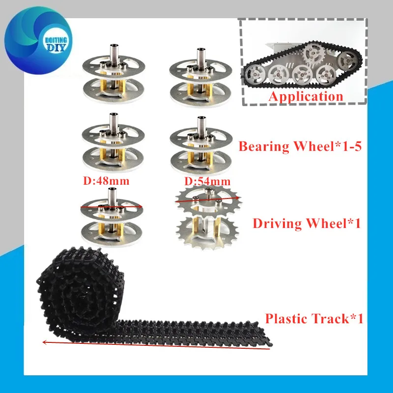 

Silver One Set Accessory for Robot Tank Car Chassis Plastic Track+Driving Wheel+Bearing Wheels Tracked RC Tank Chassis Wheel Set