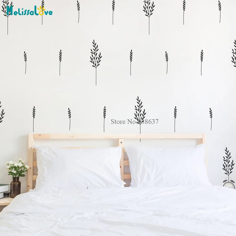 

96 pcs/set Botanical Home Wall Decal Flower Blossoms Bedroom Decor Removable Wall Sticker Modern Vinyl Decal Set BB667