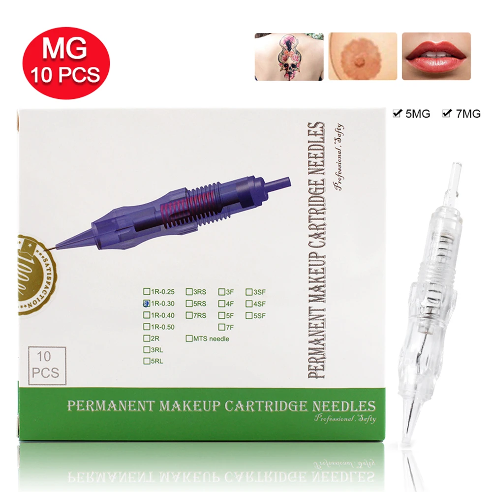 Biomaser-agulhas para maquiagem permanente, 5mg 7mg, inclinação, microagulhamento, tatuagem, lábios, caneta, agulhas de pontas