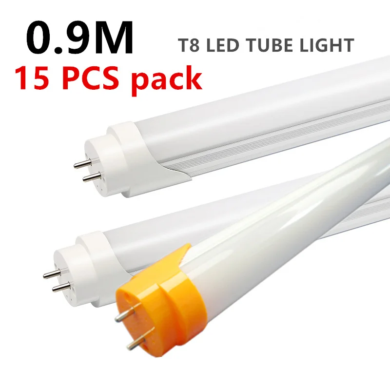 

T8 LED Tube Lights 906mm 3FT G13 Base Bi-Pin Milky Cover 110V 220V 230V 240V Ballast Bypass LED Fluorescent Lamp 15pcs Pack 90cm