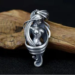 Vintage Punk Mythology Style Metal Sexy Angel Goddess Pendant Necklace for Men Women Classic Mysterious Souvenir Jewelry