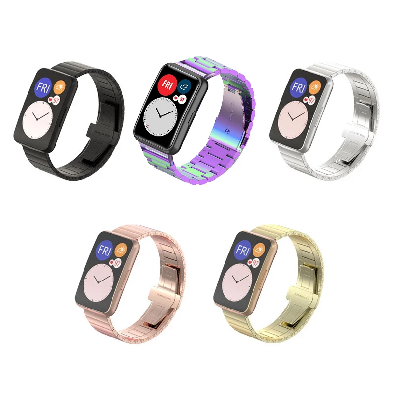 Huawei用ステンレススチールメタルウォッチストラップ,調節可能で柔軟なストラップ,ツールと保護ケース付きの調節可能なバックル