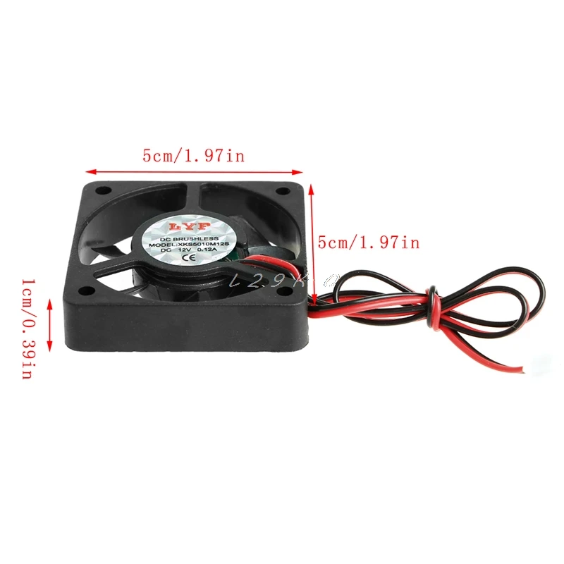 DC 12V 0.12A 2-Pin 50x50x10mm PC Computer CPU System Brushless Cooling Fan