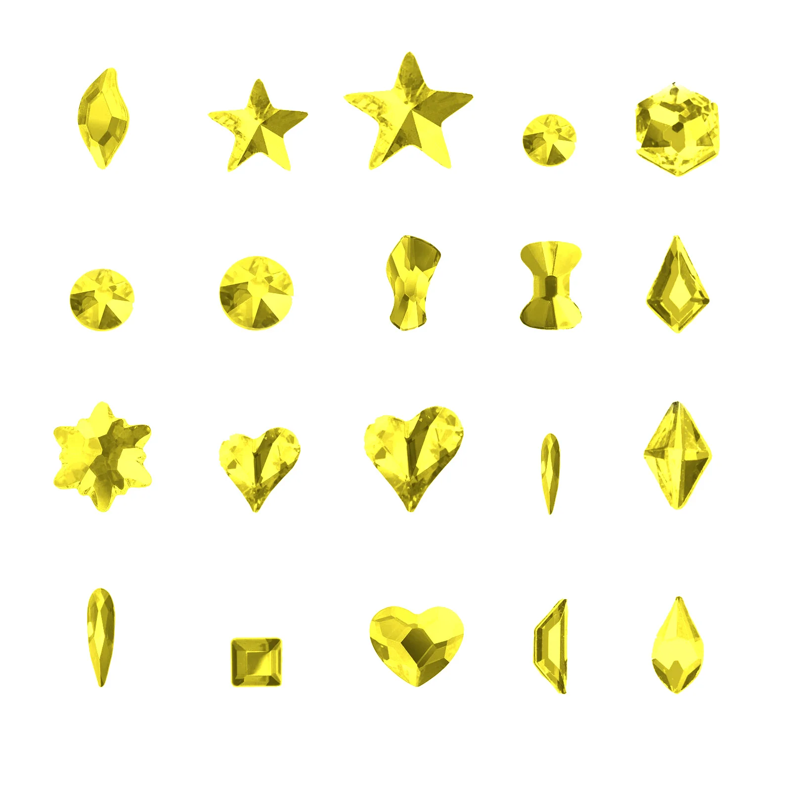 

YanRuo Multi Size Citrine Colorful Non Hotfix Rhinestones Flatback Crystal Diamond Gem 3D Glitter Nail Art Luxurious Decorations