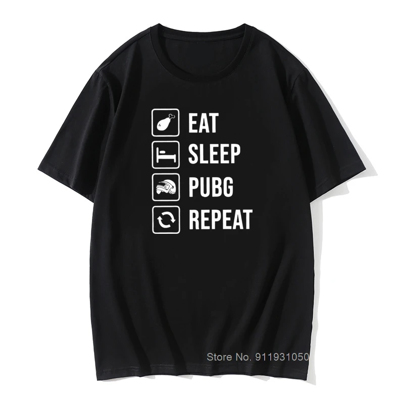 

Eat Sleep PUBG Repeat T Shirt Winner Winner Chicken Dinner Short Sleeve Vintage 100% Cotton Tee Tees Tops Man