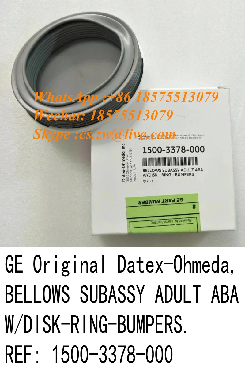 GE Original Datex-Ohmeda BELLOWS SUBASSY ADULT ABA W/DISK-RING-BUMPERS REF: 1500-3378-000